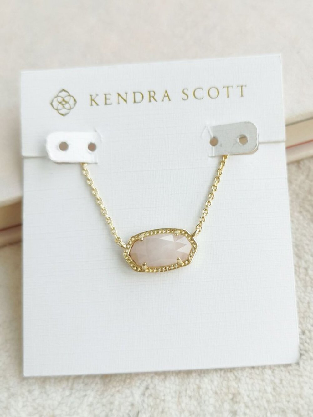 Kendra Scott Elisa Pendant Necklace, Gold and Rose Quartz